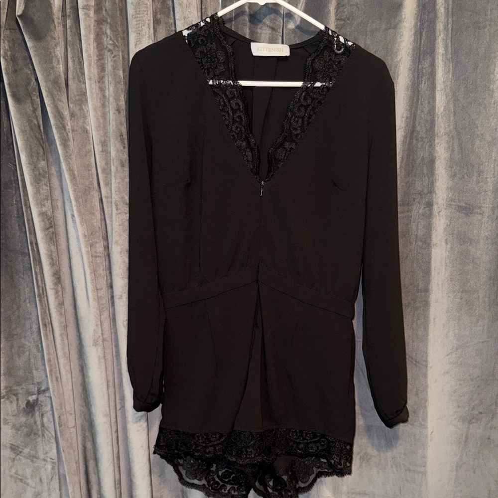 Kittenish Black Lace Romper